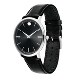 Movado Ultra Slim Black Dial Black Leather Strap Watch For Men - 0607086 Authentic Buy Shop Now