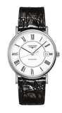 Longines Presence 38.5mm Automatic White Dial Black Leather Strap Watch for Men - L4.921.4.11.2 Authentic Buy Shop Now
