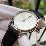 Movado Museum Quartz Silver Dial Black Leather Strap Watch For Men - 2100001 Authentic Buy Shop Now