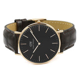 Daniel Wellington Classic York Black Dial Brown Leather Strap Watch For Men - DW00100128 Authentic Buy Shop Now