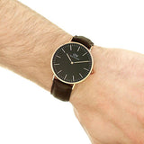 Daniel Wellington Classic York Black Dial Brown Leather Strap Watch For Men - DW00100128 Authentic Buy Shop Now