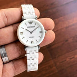 Emporio Armani Ceramica Mother of Pearl Dial White Ceramic Strap Watch For Women - AR1486 Authentic Buy Shop Now