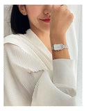Daniel Wellington Quadro Sterling White Dial Silver Mesh Strap Watch For Women - DW00100438 Authentic Buy Shop Now