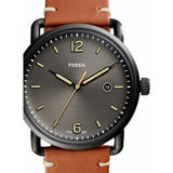 Fossil Commuter Three Hand Date Black Dial Brown Leather Strap Watch for Men - FS5276 Authentic Buy Shop Now