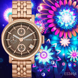 Fossil Boyfriend Chronograph Brown Dial Rose Gold Steel Strap Watch for Women - ES3494 Authentic Buy Shop Now
