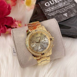 Guess Confetti Diamonds Silver Dial Gold Steel Strap Watch for Women - W0774L5 Authentic Buy Shop Now
