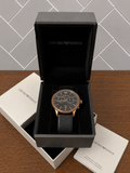 Emporio Armani Alpha Large Chronograph Black Dial Black Leather Strap Watch for Men - AR1792 Authentic Buy Shop Now