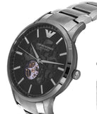 Emporio Armani Meccanico Automatic Black Dial Silver Steel Strap Watch For Men - AR60055 Authentic Buy Shop Now