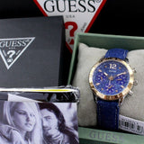 Guess Marina Chronograph Blue Dial Blue Denim Strap Watch For Women - W1057L1 Authentic Buy Shop Now