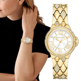 Michael Kors Camile Analog White Dial Gold Steel Strap Watch for Women - MK4801 Authentic Buy Shop Now