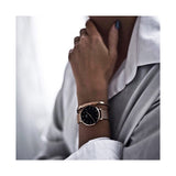 Daniel Wellington Classic Petite Melrose Black Dial Rose Gold Mesh Bracelet Watch For Women - DW00100217 Authentic Buy Shop Now