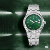 Maurice Lacroix Aikon Date Quartz Green Dial Silver Steel Strap Watch for Men - AI1108-SS002-630-1 Authentic Buy Shop Now