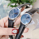Movado Museum Blue Dial Black Leather Strap Watch For Women - 2100010 Authentic Buy Shop Now