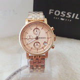 Fossil Boyfriend Chronograph Rose Gold Dial Rose Gold Steel Strap Watch for Women - ES3380 Authentic Buy Shop Now