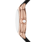 Emporio Armani Mia Three Hand Crystals Silver Dial Black Leather Strap Watch For Women - AR11631 Authentic Buy Shop Now