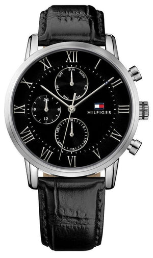 Tommy Hilfiger Kane Quartz Black Dial Black Leather Strap Watch for Men - 1791401 Authentic Buy Shop Now