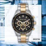 Michael Kors Layton Chronograph Black Dial Two Tone Steel Strap Watch For Men - MK8913 Authentic Buy Shop Now