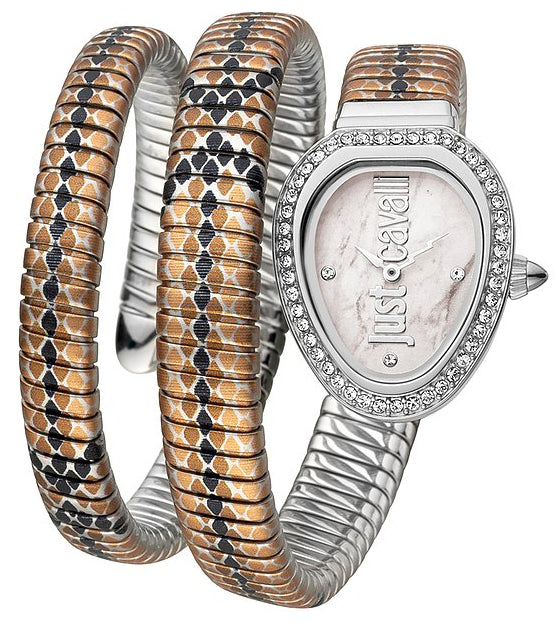 Just Cavalli Glam Snake White Dial Multicolor Steel Strap Watch for Women - JC1L163M0215 Authentic Buy Shop Now