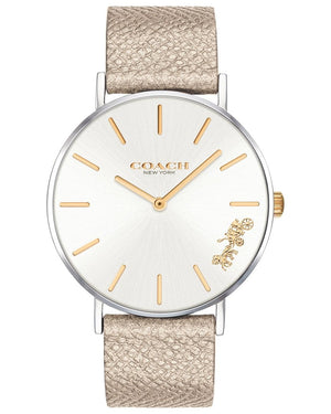Coach Perry White Dial Beige Leather Strap Watch for Women - 14503157 Authentic Buy Shop Now