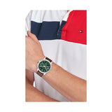 Tommy Hilfiger Lars Chronograph Green Dial Brown Leather Strap Watch For Men - 1792064 Authentic Buy Shop Now