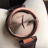Gucci Interlocking Iconic Brown Dial Brown Leather Strap Watch For Women - YA133207 Authentic Buy Shop Now