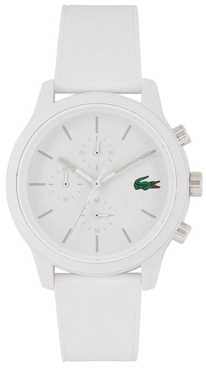 Lacoste 12.12 Chronograph White Dial White Silicon Strap Watch for Men - 2010974 Authentic Buy Shop Now