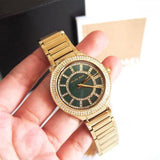 Michael Kors Kerry Green Dial Gold Steel Strap Watch for Women - MK3409 Authentic Buy Shop Now