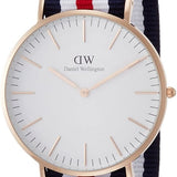 Daniel Wellington Classic Canterbury White Dial Two Tone Nylon Strap Watch For Men - DW00100002 Authentic Buy Shop Now
