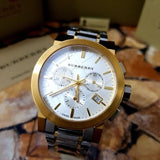 Burberry The City White Dial Two Tone Steel Strap Watch for Men - BU9751 Authentic Buy Shop Now