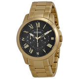 Fossil Grant Chronograph Black Dial Gold Steel Strap Watch for Men - FS4815 Authentic Buy Shop Now