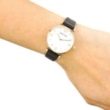 Emporio Armani Gianni T-Bar Quartz Mother of Pearl Dial Black Leather Strap Watch For Women - AR1910 Authentic Buy Shop Now