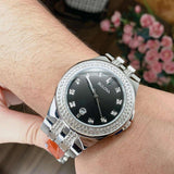 Bulova Crystal Collection Black Dial Silver Steel Strap Watch for Men - 96K102 Authentic Buy Shop Now