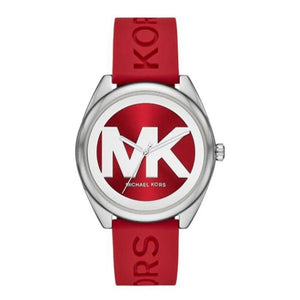 Michael Kors Janelle Three Hand Red Dial Red Rubber Strap Watch For Women - MK7144 Authentic Buy Shop Now