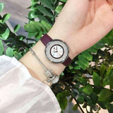 Swarovski Crystalline Silver Dial Purple Leather Strap Watch for Women - 5295355 Authentic Buy Shop Now