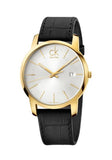 Calvin Klein City Mother of Pearl White Dial Black Leather Strap Watch for Men - K2G2G5C6 Authentic Buy Shop Now
