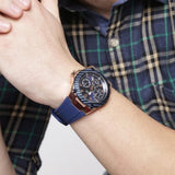 Guess Legacy Chronograph Blue Dial Blue Rubber Strap Watch For Men - W1049G9 Authentic Buy Shop Now