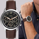 Fossil Neutra Chronograph Black Dial Brown Leather Strap Watch for Men - FS6024 Authentic Buy Shop Now