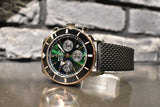 Breitling Superocean Heritage B01 Chronograph 44 Limited Edition Green Dial Black Mesh Bracelet Watch for Women - UB01622A1L1S1 Authentic Buy Shop Now