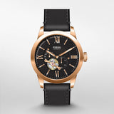 Fossil Townsman Automatic Black Dial Black Leather Strap Watch for Men - ME3170 Authentic Buy Shop Now