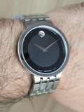 Movado Esperanza 39mm Black Dial Silver Steel Strap Watch For Men - 0607057 Authentic Buy Shop Now