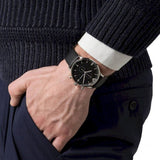 Emporio Armani Gianni Chronograph Black Dial Black Leather Strap Watch For Men - AR0397 Authentic Buy Shop Now