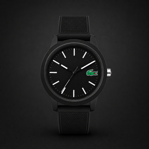 Lacoste 12.12 Black Dial Black Silicon Strap Watch for Men - 2010986 Authentic Buy Shop Now