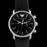 Emporio Armani Aviator Chronograph Black Dial Black Leather Strap Watch For Men - AR11143 Authentic Buy Shop Now