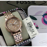 Fossil Boyfriend Chronograph Brown Dial Rose Gold Steel Strap Watch for Women - ES3494 Authentic Buy Shop Now