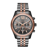 Michael Kors Lexington Chronograph Black Dial Two Tone Steel Strap Watch for Men - MK8561 Authentic Buy Shop Now
