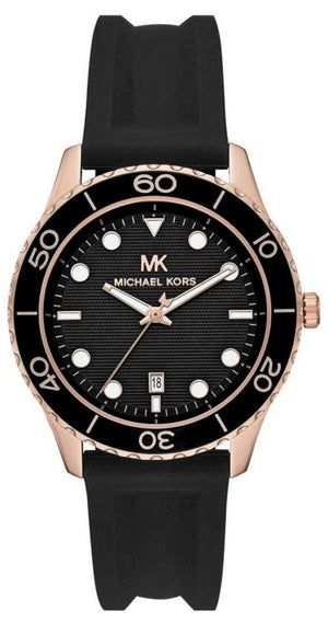 Michael Kors Runway Quartz Black Dial Black Silicone Strap Watch For Women - MK6852 Authentic Buy Shop Now