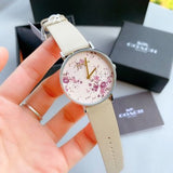 Coach Perry Beige Floral Dial Beige Leather Strap Watch for Women - 14503293 Authentic Buy Shop Now