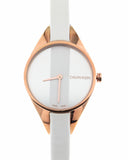 Calvin Klein Rebel White Grey Dial White Leather Strap Watch for Women - K8P236L6 Authentic Buy Shop Now