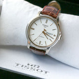 Tissot Automatics III Steel White Dial Brown Leather Strap Watch For Men - T065.430.16.031.00 Authentic Buy Shop Now