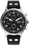 Fossil Retro Pilot Chronograph Black Dial Black Leather Strap Watch for Men - FS5806 Authentic Buy Shop Now